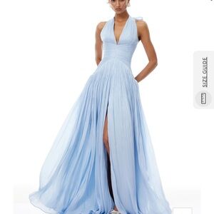 Miss Rosier Térébenthine Blue Glossy Gathered Maxi Dress